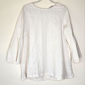 The Nines by Hatch Natural Bell 3/4 Sleeve Tiered Maternity Blouse L